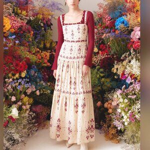 Agua by Agua Bendita Lima Relato Maxi Dress Hand-Embroidered
